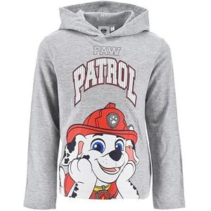 PAW PATROL Trui met lange mouwen voor jongens, shirt, bovendeel, sweatshirt bovendeel lange mouwen, katoen, Chase, Marshall, Rubble, honden, lichtgrijs, 98