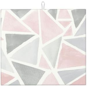 Geometrische roze grijze glitter, afwasmatten, absorberende afdruiprek, mat, aanrecht, gootsteen, droogpad, 41 x 46 cm
