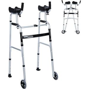 Opvouwbare rollator met wielen, lichtgewicht compacte rechtopstaande rollators voor senioren, platform met armsteun voor senioren, gehandicapten en mindervaliden