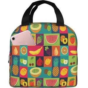 SUHNGE Art Style Fruit Print Geïsoleerde lunchtas Rolltop Lunch Box Tote Bag voor Vrouwen, Mannen, Volwassenen en Tieners