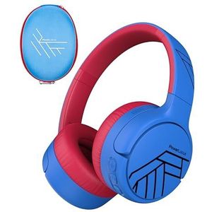 PowerLocus Bluetooth kinderhoofdtelefoon, actieve noise-cancelling hoofdtelefoon voor kinderen, 74/85/94 dB veilig volume, opvouwbaar met stoffen tas, 60 uur speeltijd met microfoon en AUX voor