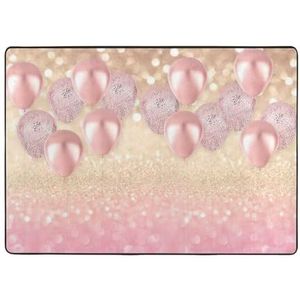 Roze glitter ballon print gebied tapijten, woonkamer vloermatten loper tapijt niet-overslaan kinderkamer mat spelen tapijt - 148 x 203 cm