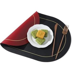 PU-leer kunstleer dubbele zijden 2 kleuren antislip tafelmatten matten geschikt for keuken eettafel decoratie binnen(Color:Black Red)