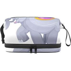 Grote capaciteit reizen cosmetische tas,Grijze olifant balanceren bal,Make-up tas,Waterdichte make-up tas organisator, Meerkleurig, 27x15x14 cm/10.6x5.9x5.5 in