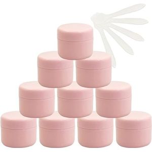 Cosmetica-doosjes, 12 stuks lege 50 ml roze plastic cosmetische potten met schroefdeksel, g kleine pot binnenvoering for reisgel lippenbalsem + 5x spatel(Roze,100ml)