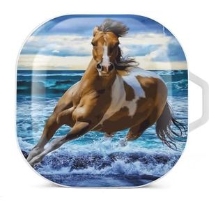 Running Nobel Horse Oordopjes Hoesje Compatibel met Samsung Hard Shell Beschermhoes Wit-Stijl