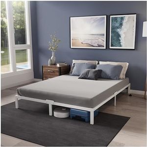 Dreamzie Bedframe 120 x 200 Van Metaal, Bedframe 120 x 200 Voor Matrassen Eenpersoonsbed, Hoogte 35 cm, Robuust, Eenvoudige Montage, Omvangrijke Opbergruimte, Witte Lattenbodem