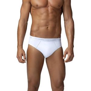 Liabel 6 herenslips van katoen, wit, zwart en kleurrijk, onderbroek voor heren, verpakking met versterkte naden, ondergoed voor heren, slip met elastisch buitenmateriaal, mannelijk, Wit, M