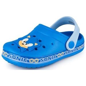 Sonic The Hedgehog Boys Clogs | Kinderschoenen met Sonic Novelty Charms in het blauw | Gamer Indoor & Outdoor Sandalen met verstelbare band
