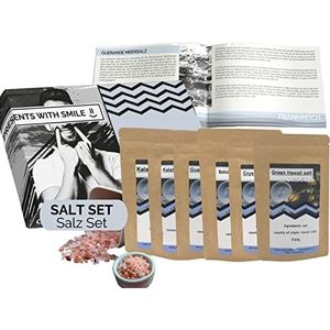 Zoutproeverij natuurlijke zouten van de wereld geschenkdoos 360g | Salt World Tour Cadeau-idee Cadeauset voor dames Heren Cook Cook | Zoutdoos Geschenkdoos Verjaardagscadeau Geschenk proefpakket 6x60g