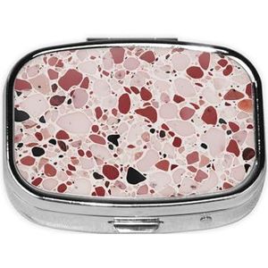 Rode terrazzo Print Pillendoosje 3 Compartimenten Kleine Pillendoos Draagbare Pillendoos voor Pocket of Portemonnee Leuke Geneeskunde Organizer Houder om Vitaminen Medicatie vast te houden