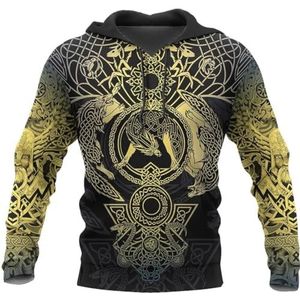 Viking Fenrir Wolf hoodie Voor Heren, Scandinavische Mythologie 3D Volledig Bedrukt Hiphop Rock Street Couple Sweatshirt, Zomermodieus Ademend Mesh T-shirt(Color:Hoodie,Size:XXL)
