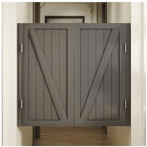 Interieur Massief Houten Draaideur, Café-zwaaiende Deuren,Automatisch Sluitende Hek Halve Tailledeur, Met Roestvrijstalen Scharnieren, Geschikt For Slaapkamer, Gang, Bar, Keuken (Color : Gray, Size