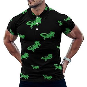 Groene hagedis kameleon grappige mannen poloshirt korte mouw T-shirts klassieke tops voor golf tennis workout