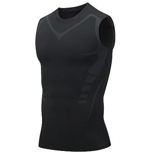 DJFOG Zemanva - Zemanva correctievest, toermalijn houdingscorrector vest, ionische vormende shirt, compressievest voor mannen (zwart-A, M)
