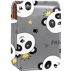 Gepersonaliseerde Lipstick Case Draagbare Make-up Tas Cosmetische Pouch Lippenstift Houder Make-up Organizer Panda Grijs, Meerkleurig, 9.5x2x7 cm/3.7x0.8x2.7 in