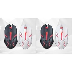 2 set van multi-color lichtgevende bedrade USB-stekker optische desktop muis kantoor computer pc laptop gaming muizen, zwart