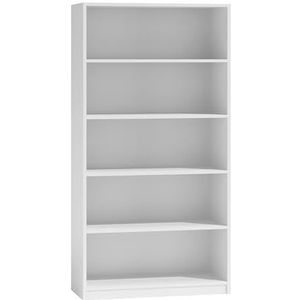 OGGI Oropesa R80 Hoge Boekenkast Vijf Planken Slaapkamer Opbergrekken Opbergrekken Boekenkasten en Plankeneenheden Boekenrek Eenheid 80 x 30 x 182 cm, Wit