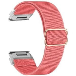 20 22 26 mm elastisch geweven nylon lusband geschikt for Garmin Fenix ​​7X 6X 5X 7S 6S 5S Pro 7 6 5 Plus 3HR 945 Epix Gen 2 Enduro horlogeband (Color : Rose Pink-Silver, Size : 26mm Fenix5X 5XPlus)