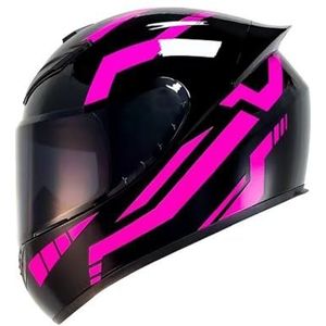 Full Face Motorhelm met Dubbele Achtervleugels DOT Gecertificeerd - Lichtgewicht en Duurzame Volwassen Motorfiets Straat Fietshelm (M)(Black powder,XX-Large)