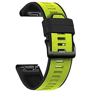 Jeniko Snel compatibel met riem compatibel met Garmin Epix Sport Smart Watch Band 22mm Silicone Watchband Compatibel met Garmin MARQ/Nadering S62 / Fenix5 6 7 armband(Green black,For Fenix 7)