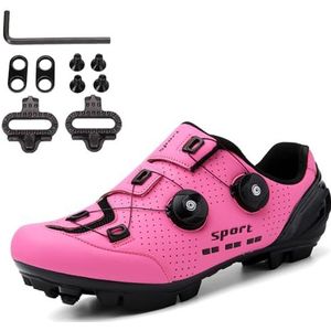 SDEQA Mountainbike schoenen compatibel met fietsschoenen peloton shimano spd 2 bouten pedalen outdoor fiets schoenen,Roze,38 EU