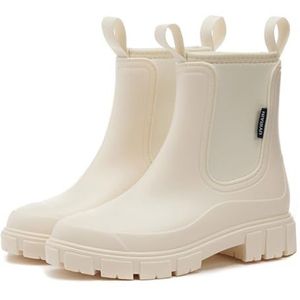 ARVALOLET Rubberlaarzen voor dames, enkelhoge rubberlaarzen voor dames voor regenweer en outdoor-werk, beige, 37 EU