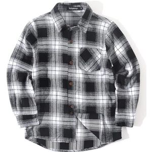Spring&Gege Casual geruit flanellen overhemd met lange mouwen voor jongens voor kinderen (5-14 jaar)