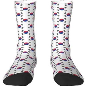 Evengigy Vlag van Republiek Korea Grappige Sokken Crazy Fashion Cool Gepersonaliseerde Zachte Crew Sokken voor Mannen Vrouwen Unisex, Wit, One size