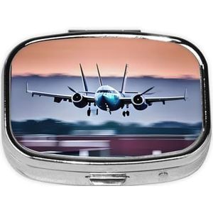 Vliegtuig Print Pillendoos Draagbare Pil Case Holde Organizer voor Portemonnee Pocket Reizen Geschenken