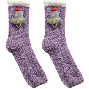 Leadrop Kerstsokken voor de feestdagen, krimpvrije comfortabele zachte ademende vloerslippers, sokken, compatibel met vrouwen, Paars, Eén maat