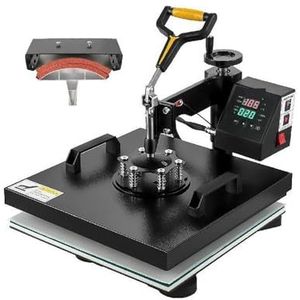 Warmstempelmachine, 2In1 Warmtepersmachine, 38 * 38 CM Multifunctionele 360 ​​graden wegklapbare digitale sublimatieprinter Transfer DIY T-shirt Cap