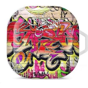 Graffiti Muur Oordopjes Case Compatibel met Samsung Hard Shell Beschermhoes Wit-Stijl