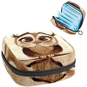 Maandverband Opbergtas, Periode Kit Bag voor School, Menstruatie Cup Pouch, Maandverband Pads Organizer Bag, Uil op Tak