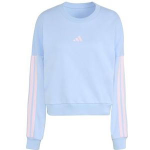 adidas Mujer ESSENTIALS 3-STRIPES FRENCH TERRY SWEATSHIRT, glow blue/clear pink, S