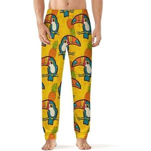 Pineapple Parrot Herenpyjama, zachte loungebroek met zak, slaapbroek, loungewear