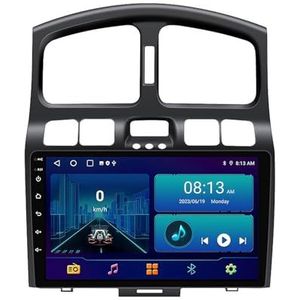 Dubbele DIN Android 14 autoradio voor Hyundai Classic Santa Fe 2005-2015 9 Duim QLED Touch screen-met Draadloze Carplay Android Auto GPS navigatie 4G WiFi Stuurwielbediening achteruitrijcamera(P4 4G+W