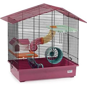 Decorwelt Hamsterstokken, roze, buitenmaten, 58,5 x 38,5 x 55 cm, knaagkooi, hamster, plastic kleine dieren, kooi met accessoires