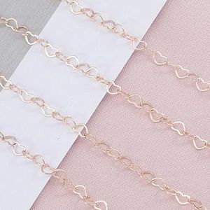 5 meter 1 meter 3 mm ketting liefde hart ketting zilver goud koper schakelkettingen armband voor sieraden maken doe-het-zelf componenten handgemaakt-rosé goud kleur-5 mete