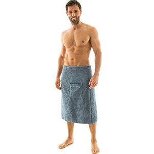 aqua-textil Wellness saunakilt heren 70 x 160 cm grijs katoen sauna arong badstof kilt korte snit