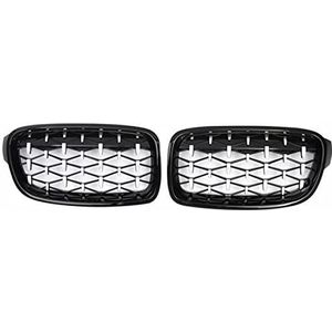 Front- & radiatorgrillen Een Paar Voor Bmw 3 Serie F30 F35 F31 2012-2018 Chrome Diamond Nier Roosters Meteoor Stijl Voorbumper Auto Styling radiatorgrillen(Zilver zwart)