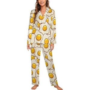 Gebakken eieren lange mouwen pyjama sets voor vrouwen klassieke nachtkleding nachtkleding zachte pyjama sets lounge sets