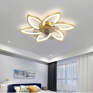 Stom Plafondlamp met ventilator LED Lichten, Dimmen Ventilator Plafondlamp met afstandsbediening, Modern Plafondlamp voor Huiskamer Slaapkamer Kantoor, Ventilator keert om (Goud, 78CM)