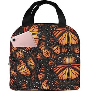 SUHNGE Heaps of Orange Monarch Butterflies Print Light Duurzaam Warm Houden Geïsoleerde Lunchbox voor Vrouwen en Mannen, Tote Bag voor Kantoorwerk