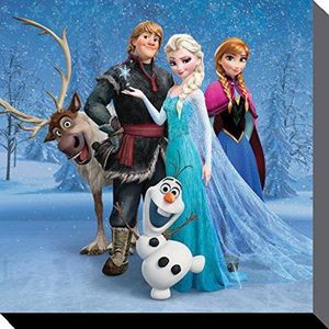 1art1 Frozen Poster Kunstdruk Op Canvas Elsa, Kristoff, Anna, Olaf And Sven Muurschildering Print XXL Op Brancard | Afbeelding Affiche 30x30 cm