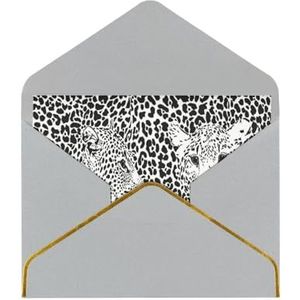 Wenskaarten Kaarten Met Enveloppen, Parelmoer Papier Vakantie Kaarten, Dank U Kaarten, Leopard Tiger Print Zwart-Wit