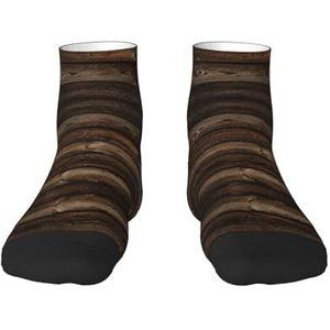Bruine houten print veelzijdige sportsokken voor casual en sportkleding, geweldige pasvorm voor voetmaten 36-45, Bruin Houten, Eén Maat