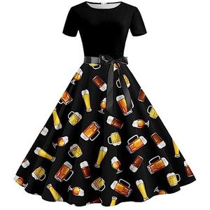Vintage jaren '50-jurk voor dames, swing, cocktailjurk, bruiloft, Oktoberfest, formeel, eindexamenbal, partyjurk, retro jurk, halterjurk, jaren 50, avondjurken, zwart, M