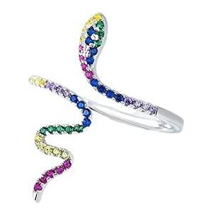 925 zilveren ring, verstelbare ringen voor dames, Ringen Geschenken Delicaat 925 Zilver Fancy Diamond Snake Ring Sieraden Verjaardag for vrouwen (Color : Colorful)