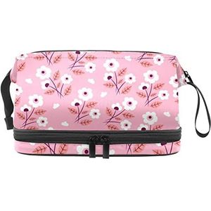 Grote capaciteit reizen cosmetische tas,Bloemen Roze,Make-up tas,Waterdichte make-up tas Organizer, Meerkleurig, 27x15x14 cm/10.6x5.9x5.5 in